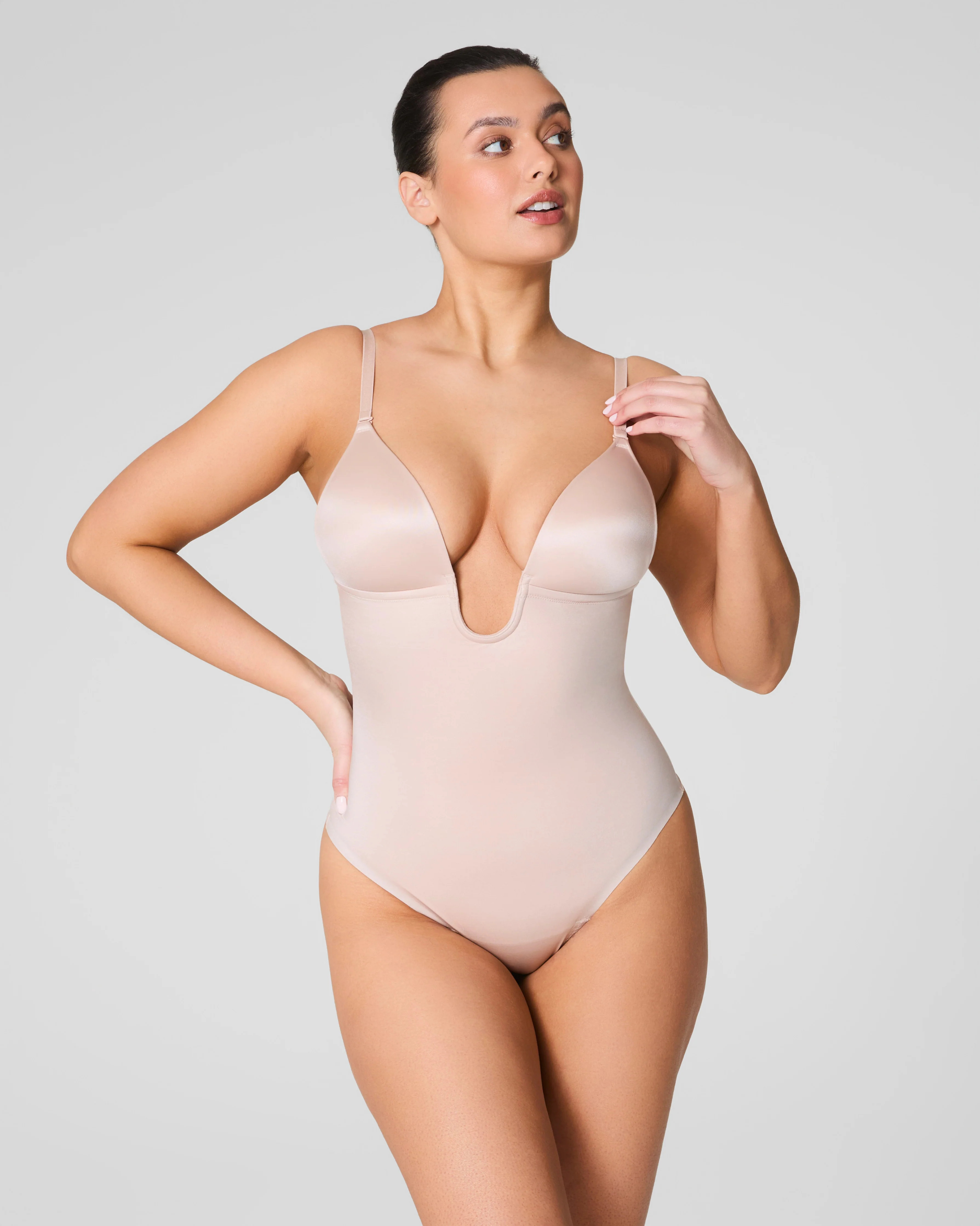 Plunge Low-Back Thong Bodysuit – Sleek Shape | SPANX | Spanx