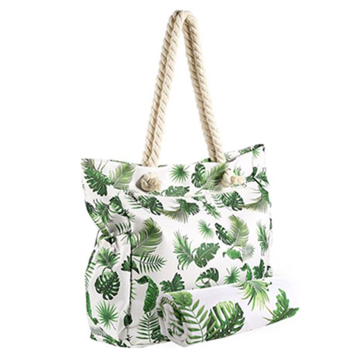 Thsue Beach Bag for Womens Beach Tote Beach Bags With Zipper Waterproof Sandproof Pool Bag Leaves... | Walmart (US)