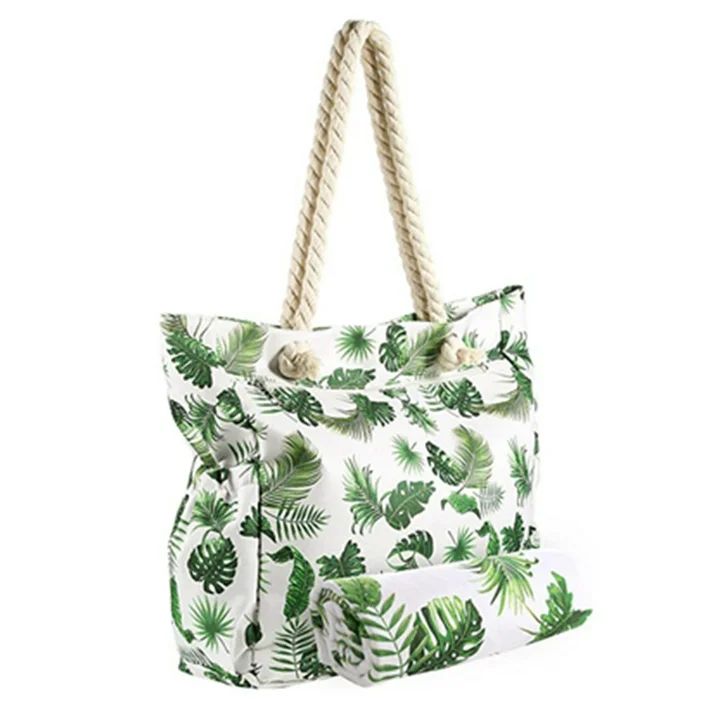 Thsue Beach Bag for Womens Beach Tote Beach Bags With Zipper Waterproof Sandproof Pool Bag Leaves... | Walmart (US)