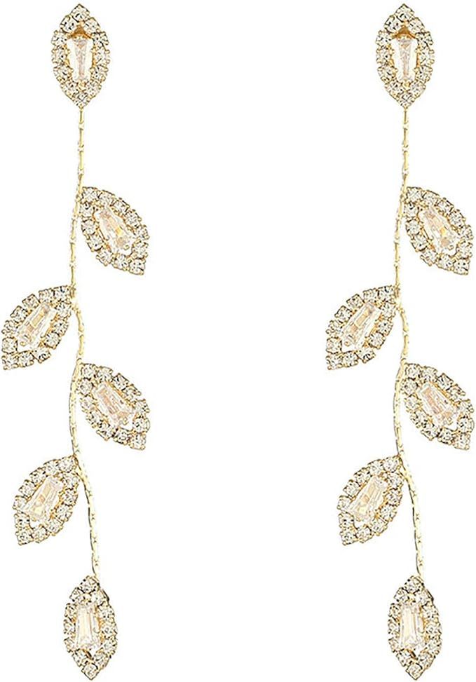 Dangling Earrings for Women Bridal Earrings for Wedding Rhinestone Wedding Prom Anniversary Delic... | Amazon (US)