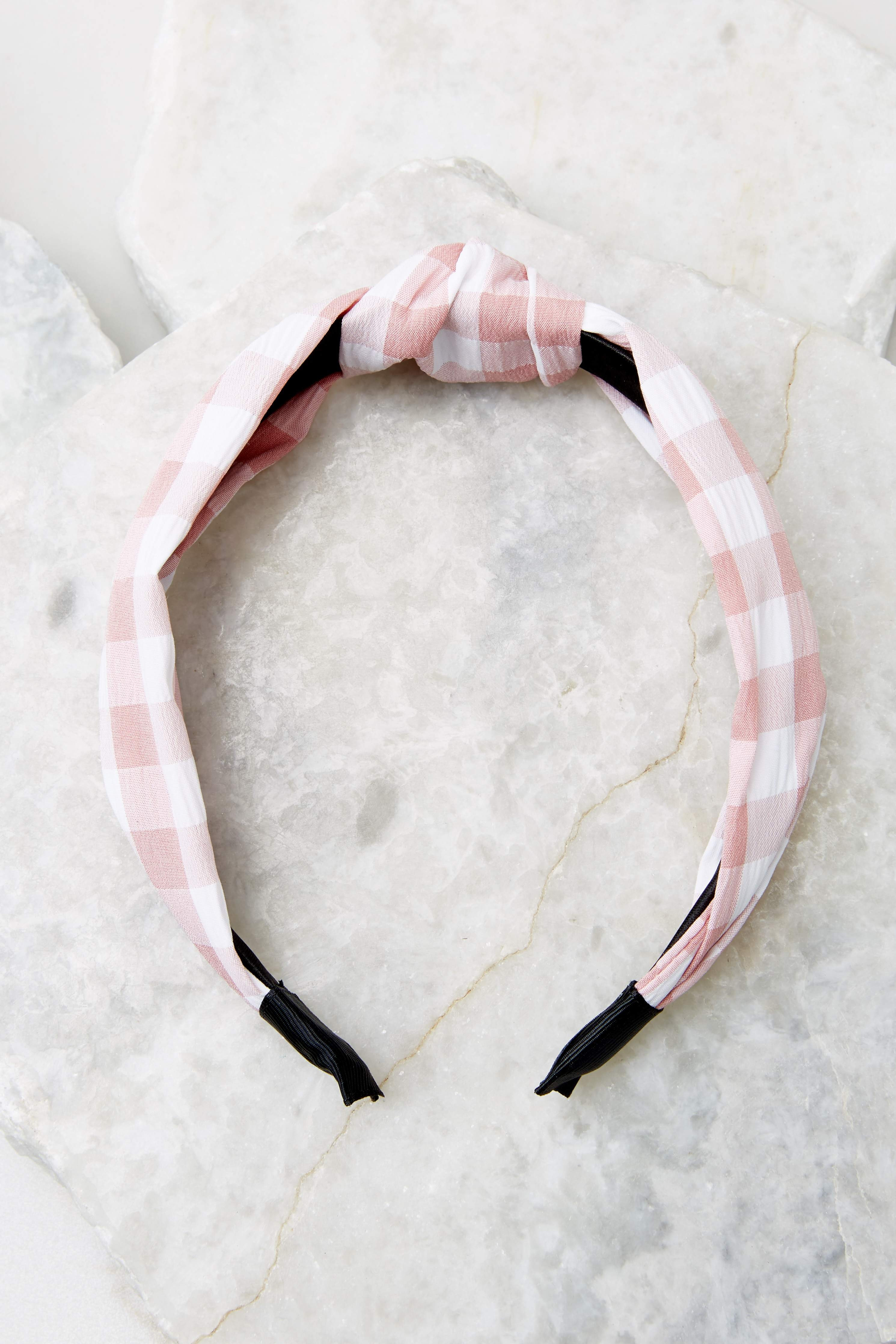 Timeless Beauty Pink Gingham Headband | Red Dress 