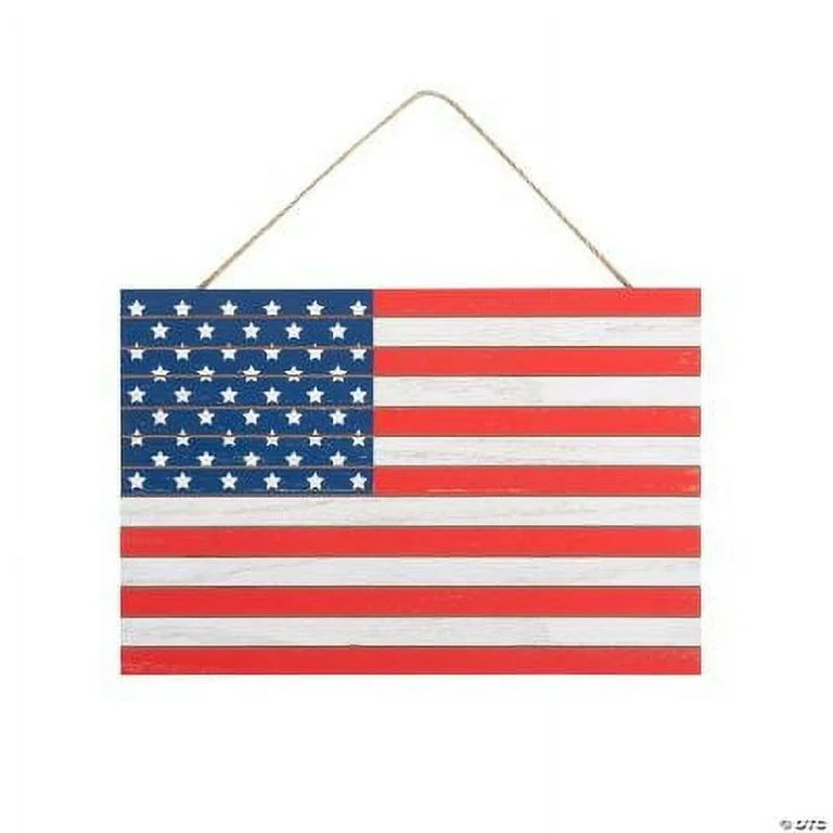 Patriotic American Flag Slat Sign, Fourth of July, Home Decor, 1 Piece - Walmart.com | Walmart (US)