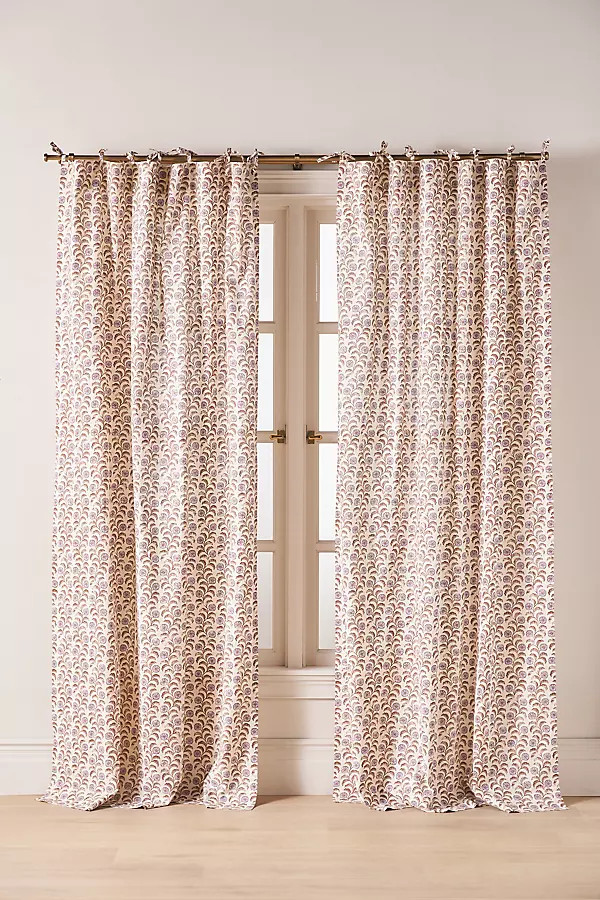 Printed Cotton Tie-Top Floral Curtain | Anthropologie (US)