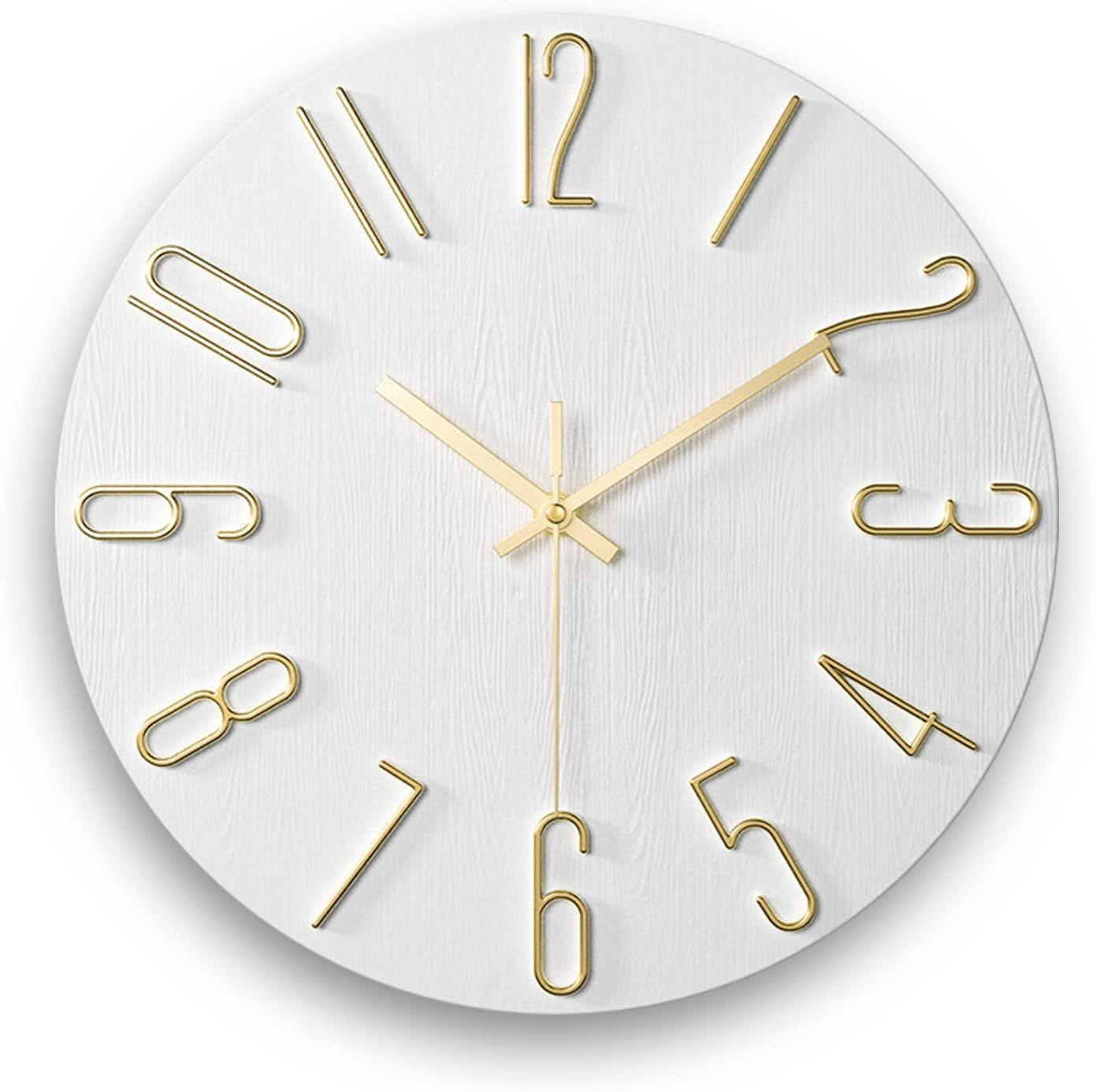 12 Inch Wall Clock Silent Non Ticking, Preciser Modern Style Decor Clock for Home, Office, School... | Amazon (US)