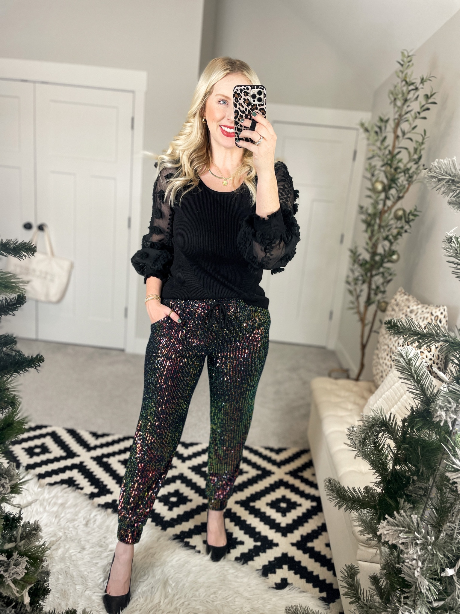 Weekend Walmart wins try on 
Sequin joggers- medium 
Top- medium [size up, juniors brand!]

#LTKstyletip #LTKHoliday #LTKunder50