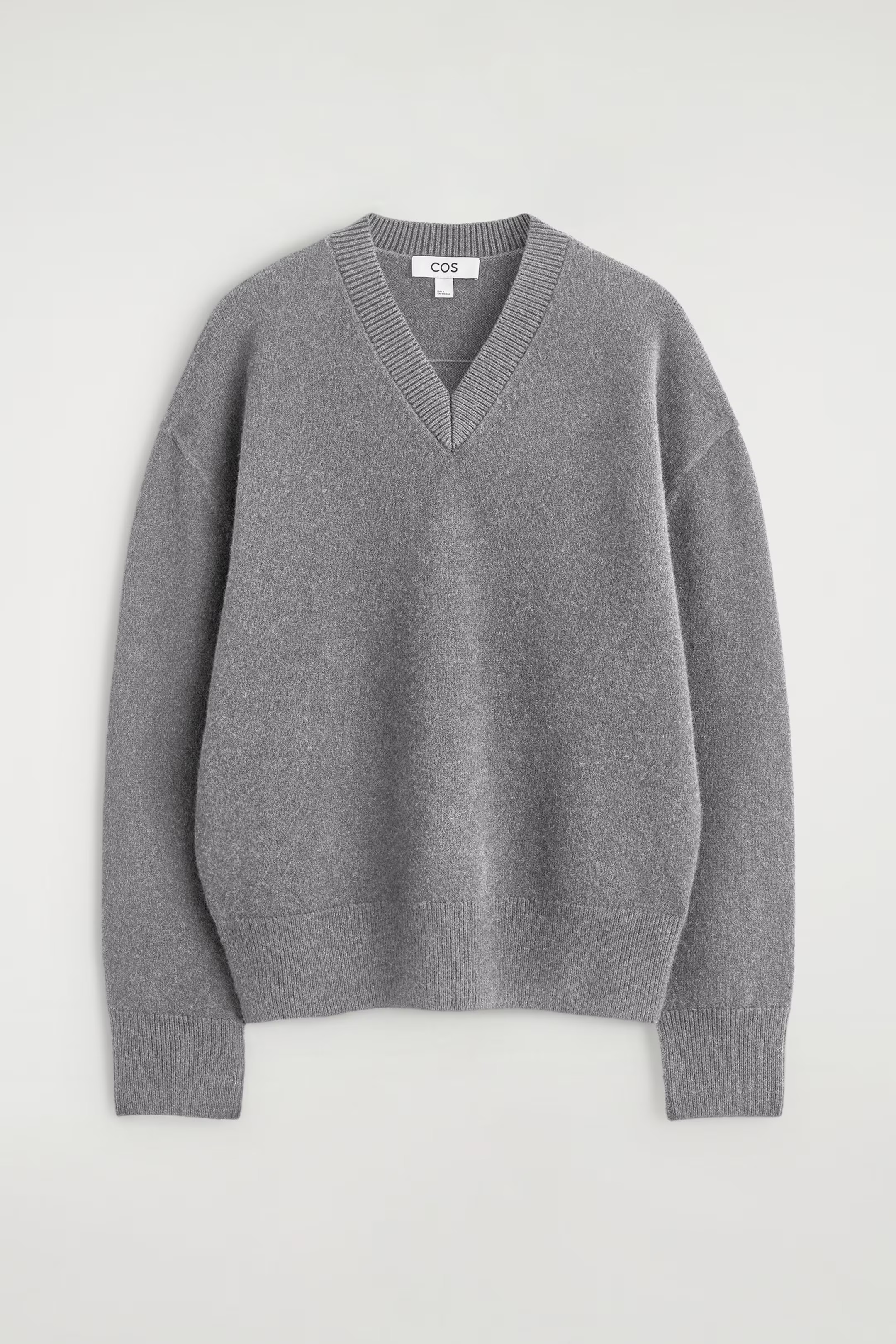 ROUNDED WOOL V-NECK JUMPER - GREY MÉLANGE | COS GB | COS UK