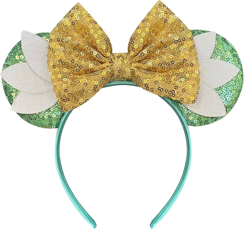 Princess Mouse Ears Headband for Adult Sequin Bows Mouse Ears Cute Headband Tiana | Amazon (US)