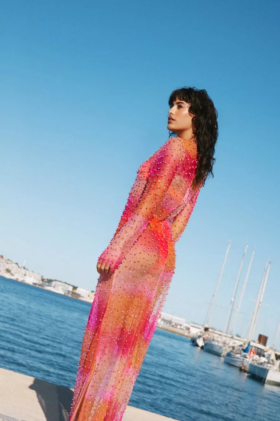 Premium Pearl And Diamante Embellished Ombre Maxi Dress | Nasty Gal US