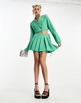 Kyo The Brand cropped blazer and wrap mini skirt set in aqua | ASOS (Global)