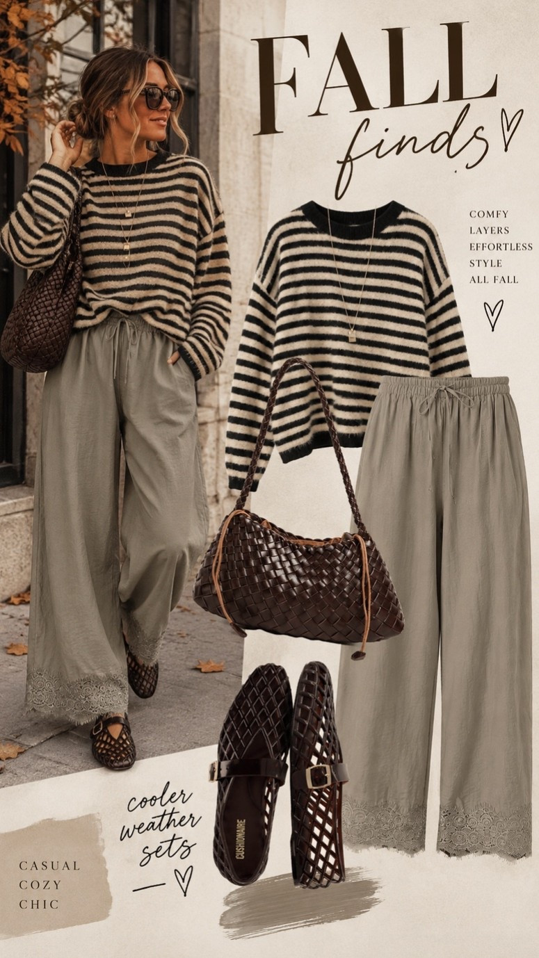 Fall trends - stripes, lace, prints and textures. 🤎 The lace pants are one of my favorite looks for this fall!

#LTKSaleAlert #LTKWorkwear #LTKSeasonal