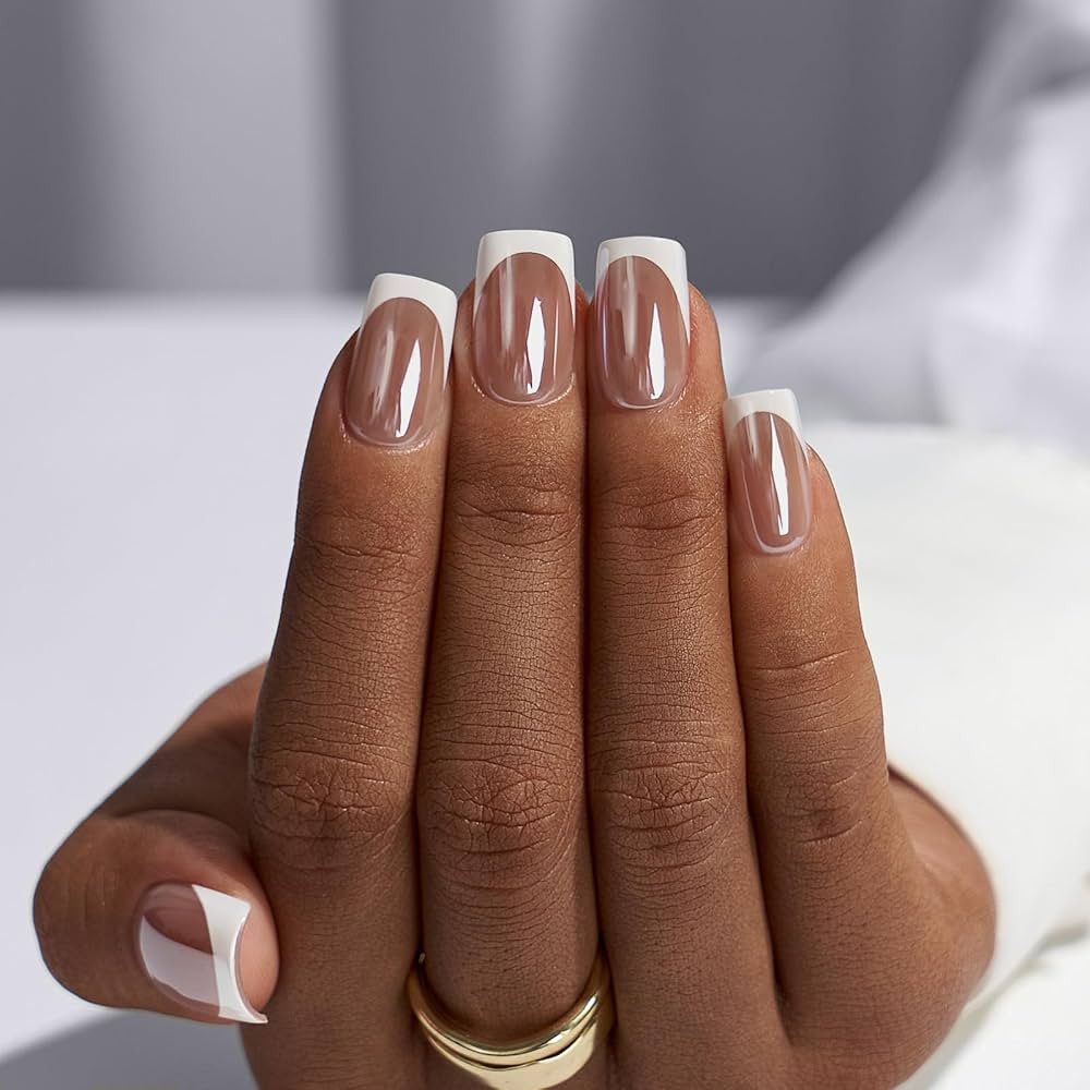 BTArtbox French Tip Press On Nails - Thanksgiving White Short Fall Press on Nails Square, Chrome ... | Amazon (US)