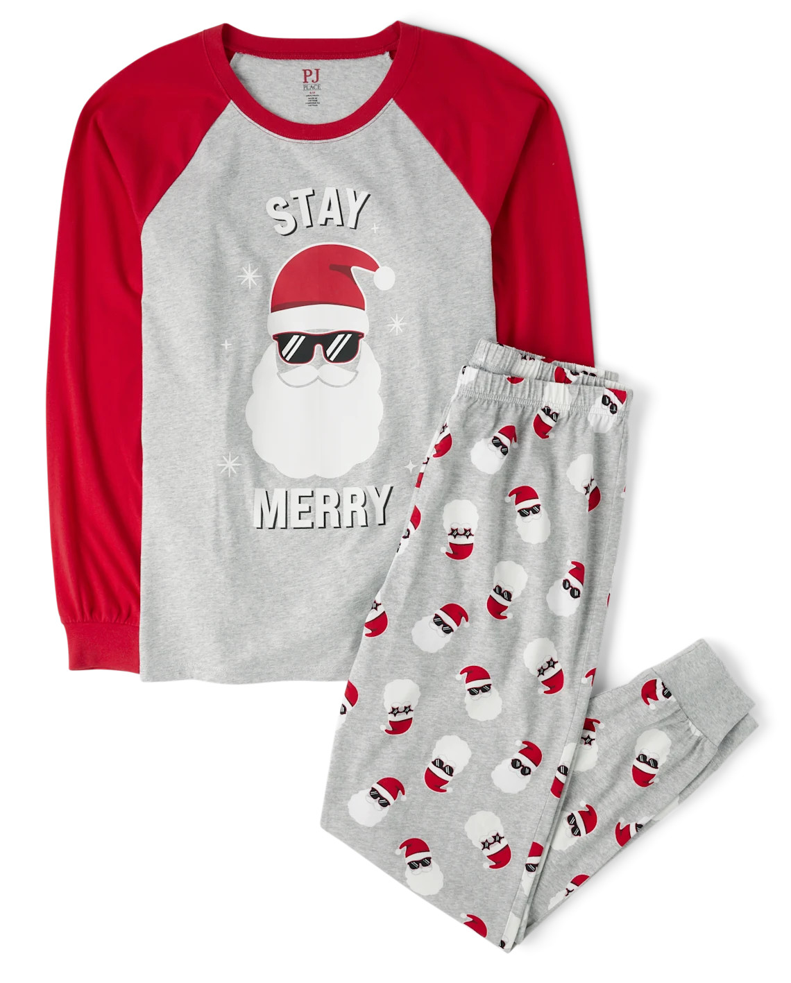 Adult Matching Family Glow Stay Merry Cotton Pajamas - gray | The Children's Place
