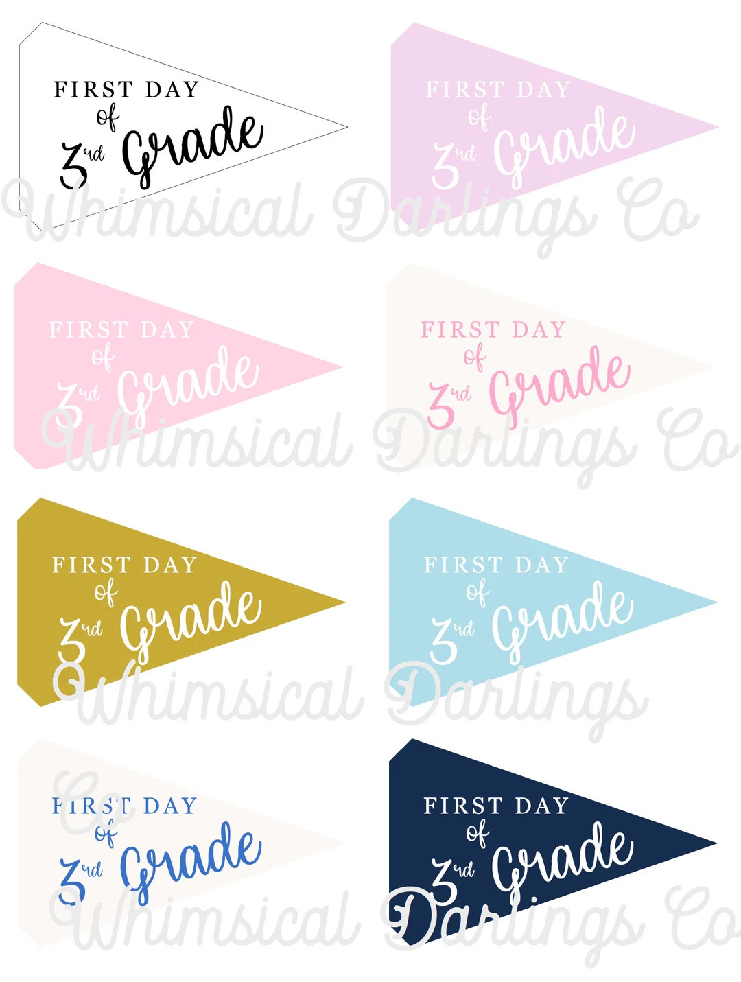 First Day of Third Grade Pennant Flag Printables // First Day of School Flag // First Day of Scho... | Etsy (US)