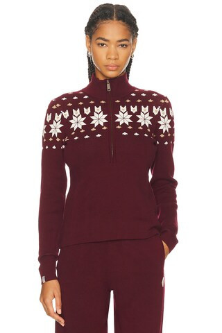 THE UPSIDE Le Ski Blanche Half Zip in Burgundy | FWRD 