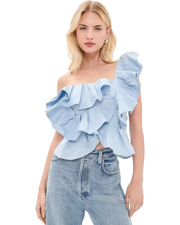 English Factory Women's One Shoulder Ruffle Top | Amazon (US)