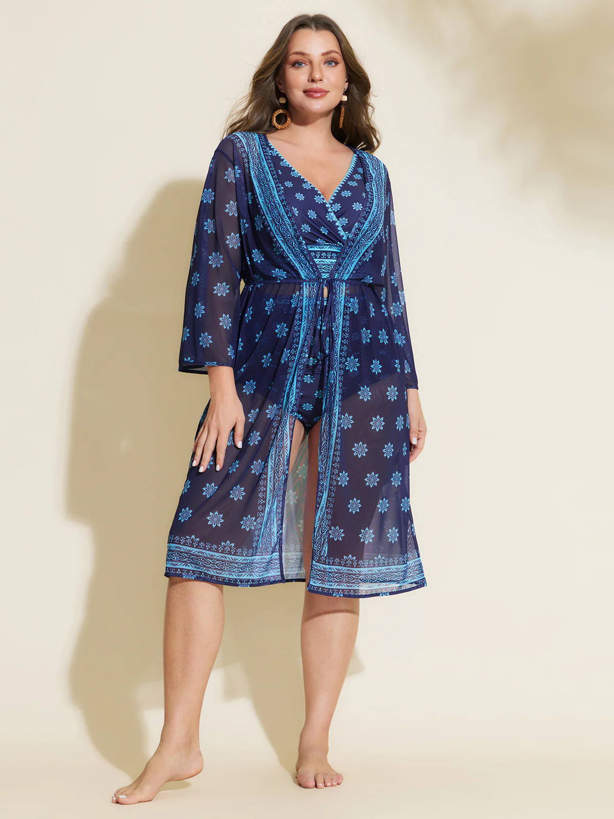 Floral Sheer Front-Tie Swim Cover-Up | Bloomchic