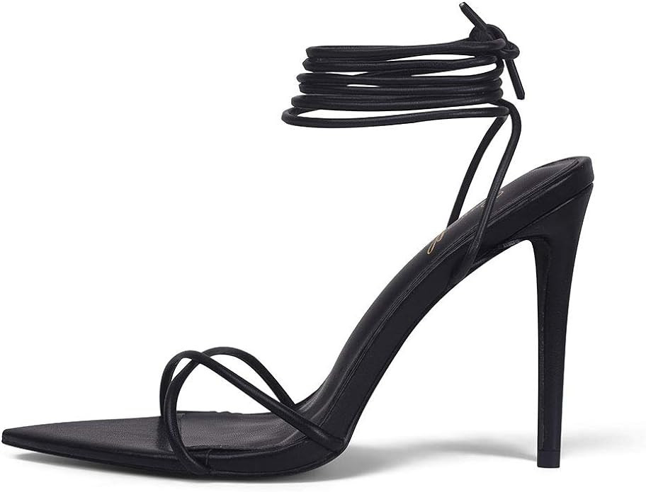 GENSHUO Women's Sexy Strappy heel Sandals 11cm/4.33 inch High Stiletto Heeled Pump Pointed Open t... | Amazon (US)