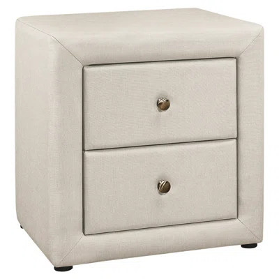 Transitional Beige Linen Nightstand - Optimize Bedroom Space With Upholstered Surface And Storage Drawer For | Wayfair North America