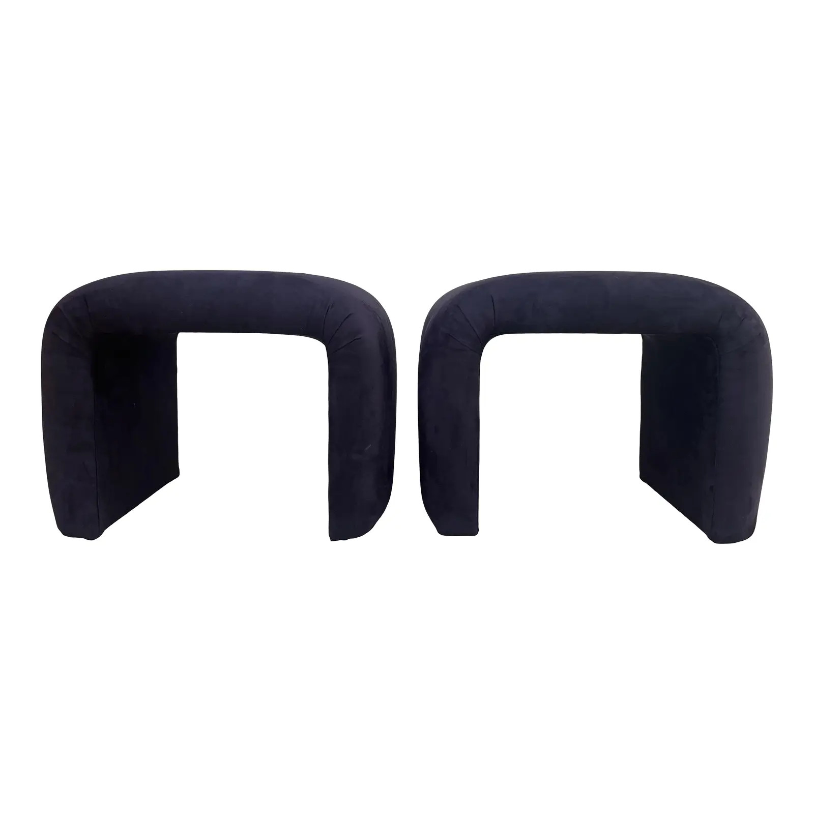 Postmodern Suede Waterfall Ottoman Benches - a Pair | Chairish