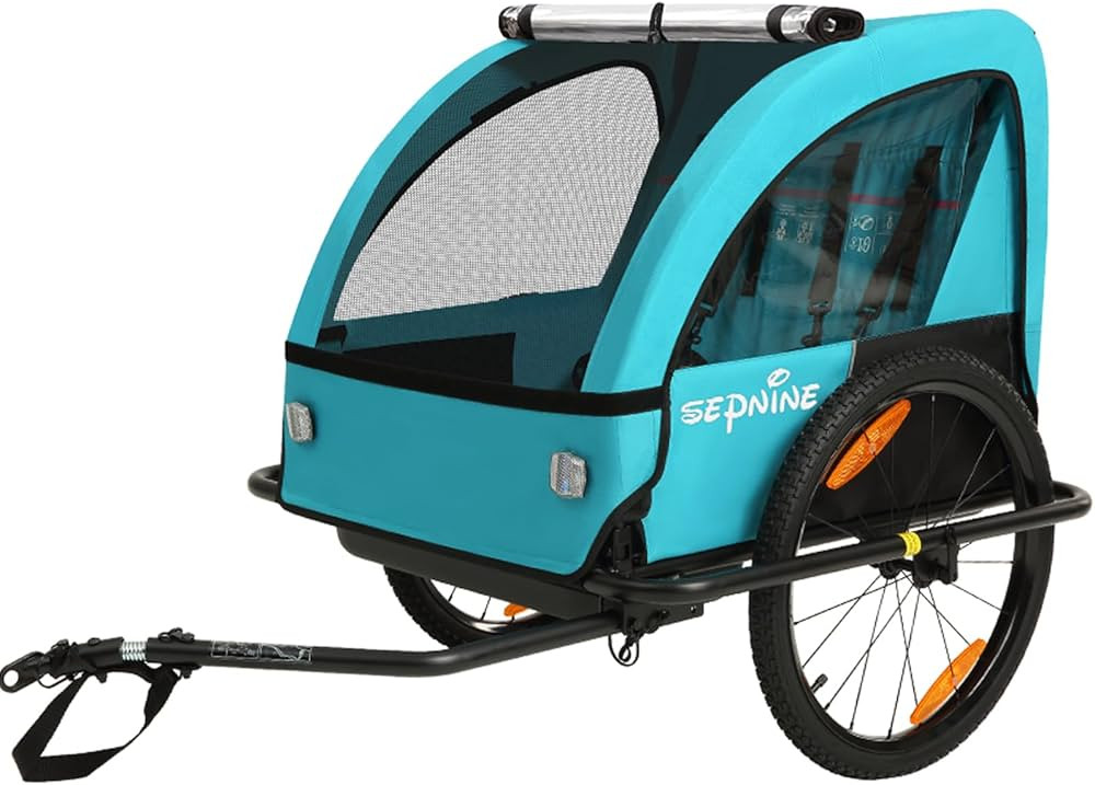Sepnine Kids Bike Trailer, Suitable for 1 to 2 Children, Double Seat, Universal Coupler, Foldable... | Amazon (US)
