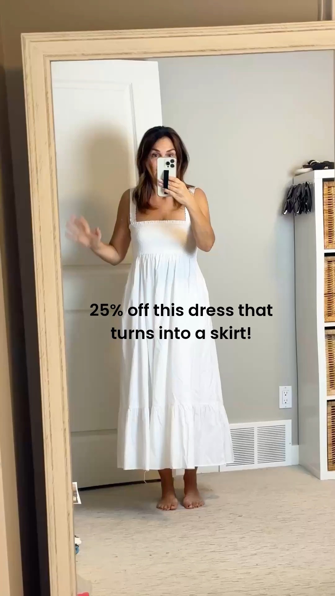 Dress that can be worn 3 ways! 25% off! 
Straps are stretchy and adjustable, has pockets and is lined.
I’m 5’ 7” size 4ish and I sized up to M cause that was the only size left when I ordered but it’s been restocked in white + other colors.

#LTKSeasonal #LTKootd #LTKTall