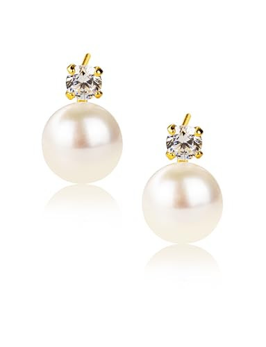PEARLETTE Freshwater Cultured Pearl Stud Earrings for Women, Hypoallergenic 18K Gold Plated Sterling Silver Post, Dainty Jewelry Gift for Wedding, Birthday, Anniversary & Everyday Wear | Amazon (US)
