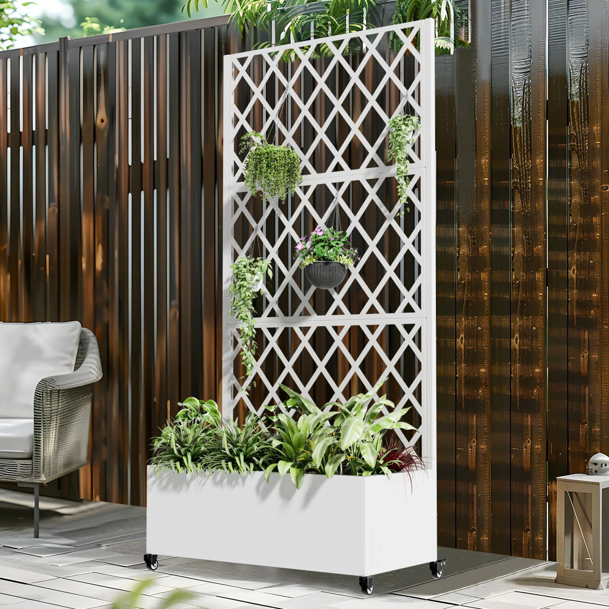 Metal Planter Box with Trellis with Wheels | Wayfair North America