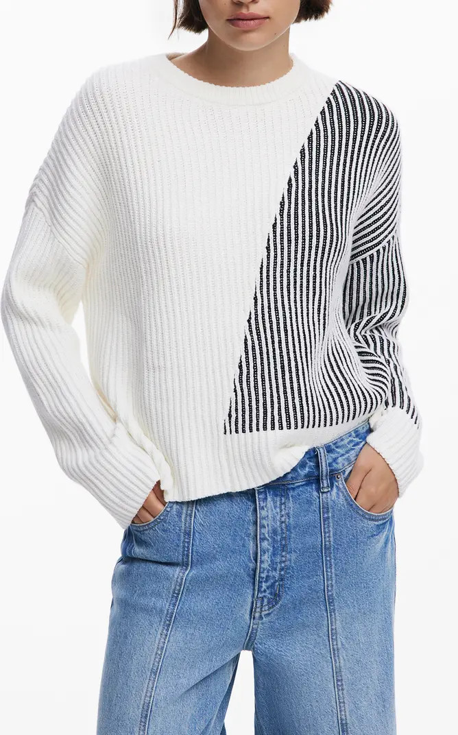 Stripe Crewneck Cotton Blend Sweater | Nordstrom