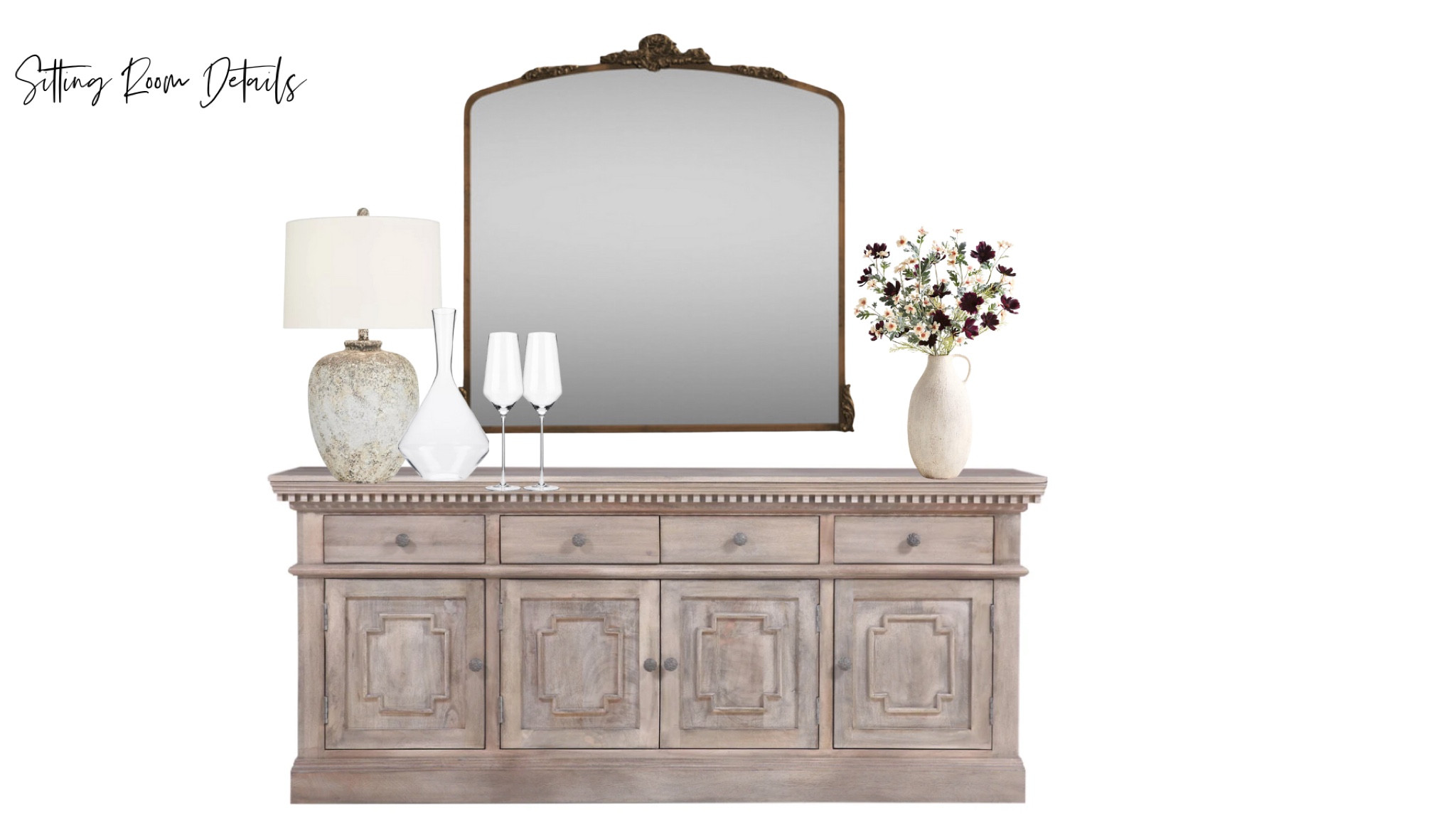 Sideboard, dining room, entryway, bar area, living room, antique gold mirror, large lamp, florals, mirror, gold mirror, living room, dining room 

#LTKHome #LTKFamily #LTKFindsUnder100