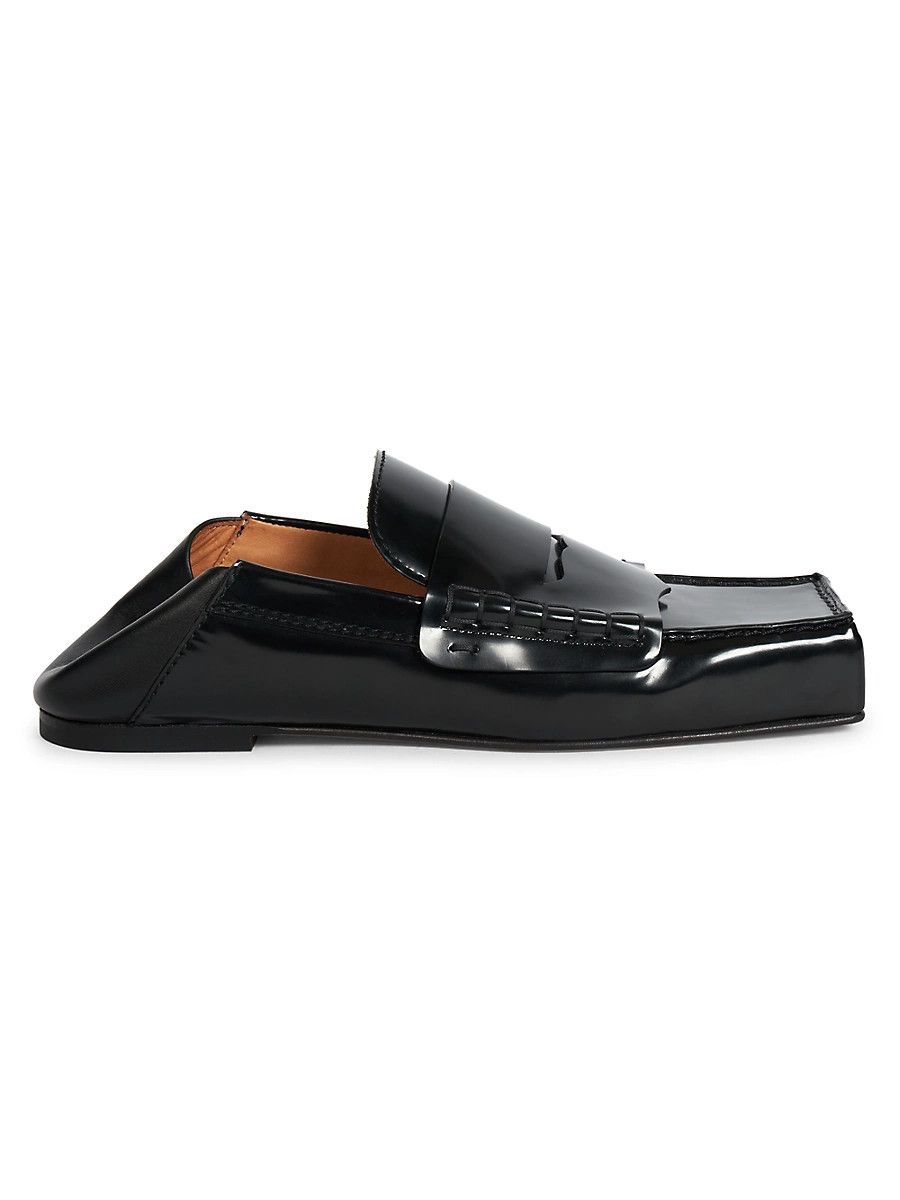 Women's Les Mocassins Carre Leather Loafers - Black - Size 6 | Saks Fifth Avenue