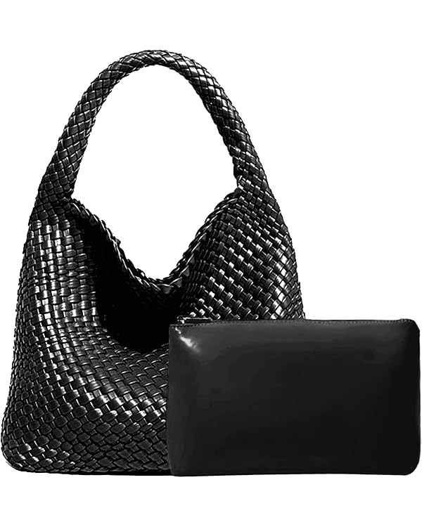 Women Vegan Leather Hand-Woven Tote Handbag Fashion Shoulder Top-handle Bag All-Match Underarm Ba... | Amazon (US)