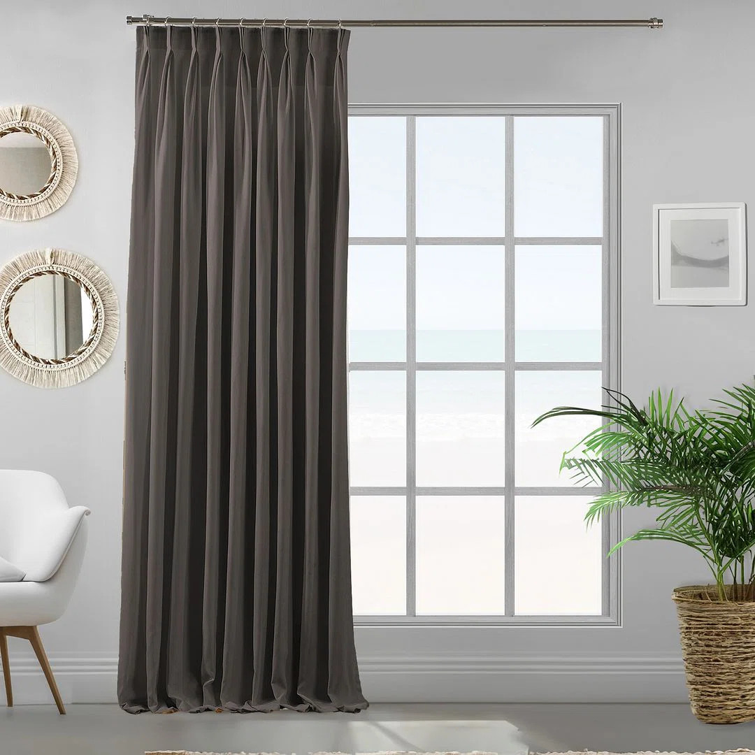 Double Pinch Pleat Extra Long & Extra Width Decorative Single Curtain Panel | Wayfair North America