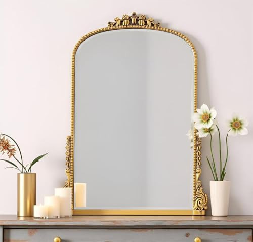 SHYFOY Traditional Gold Wall Mirror, Decorative Antique Wall Mirror, Vintage Mirrors for Wall Decor, Baroque Large Mirrors for Living Room Entryway Powder Room 31.5" x 23.6" Antique-Inspired décor | Amazon (US)