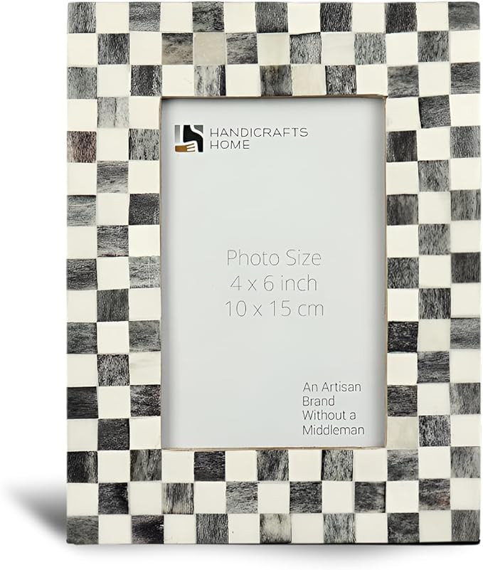 Handicrafts Home Checked Pattern Picture Photo Frame Handmade Naturals Bone Frames For Photo Fram... | Amazon (US)