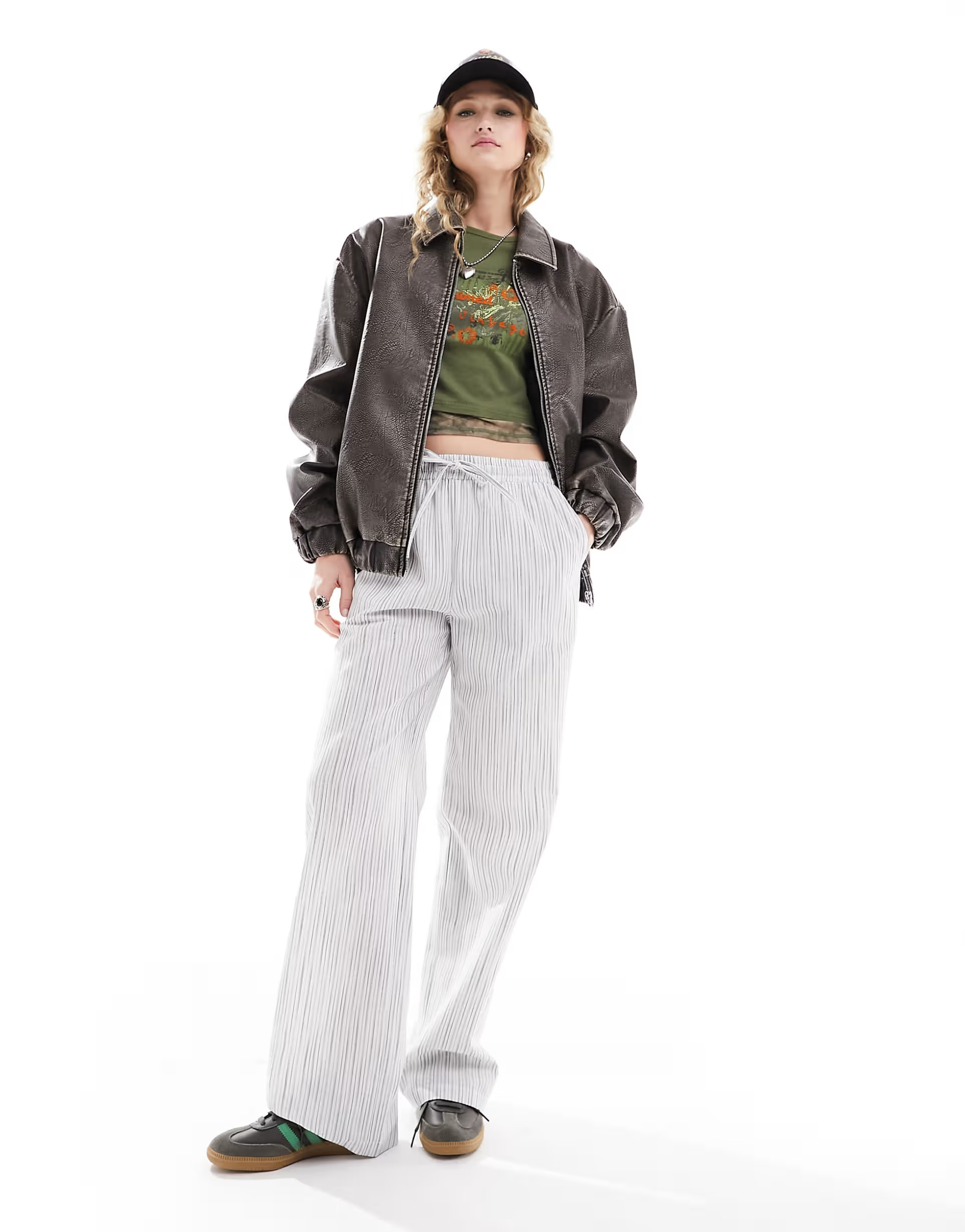 Reclaimed Vintage pull on tailored trouser in white pinstripe | ASOS (Global)