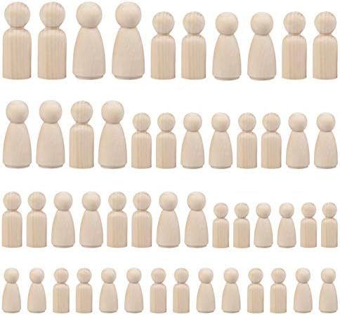 WOWOSS 50 Pack Unfinished Wooden Peg Dolls, Family Peg People Doll Bodies, Natural Decorative Woo... | Amazon (US)