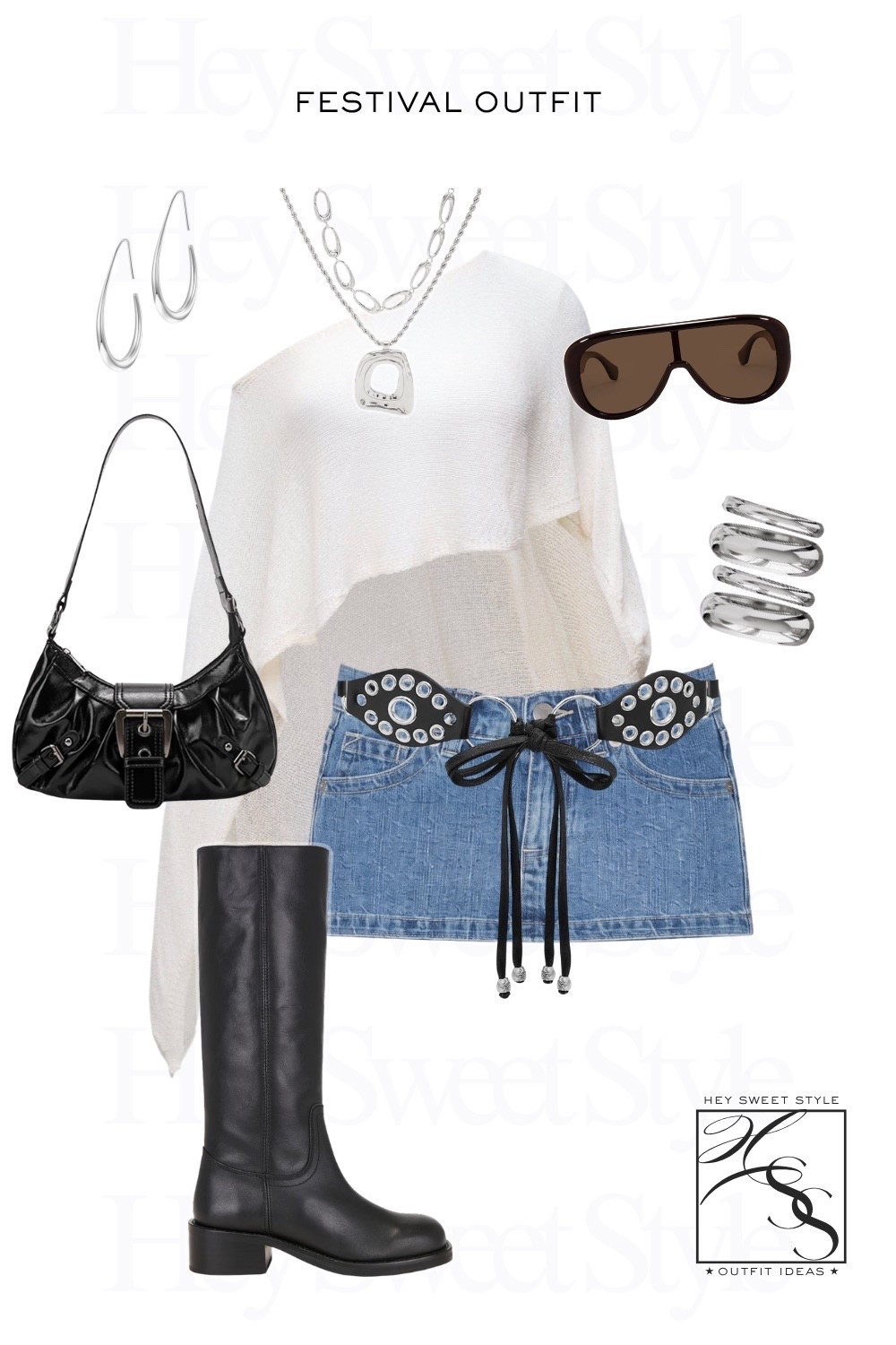 Off the shoulder top + mini skirt 💙 | Lollapalooza Outfits 2026