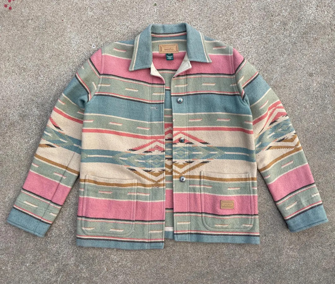 1990s Ralph Lauren Southwestern Woven Cotton Blanket Jacket // Petite/small // Vintage Aztec Nati... | Etsy (US)