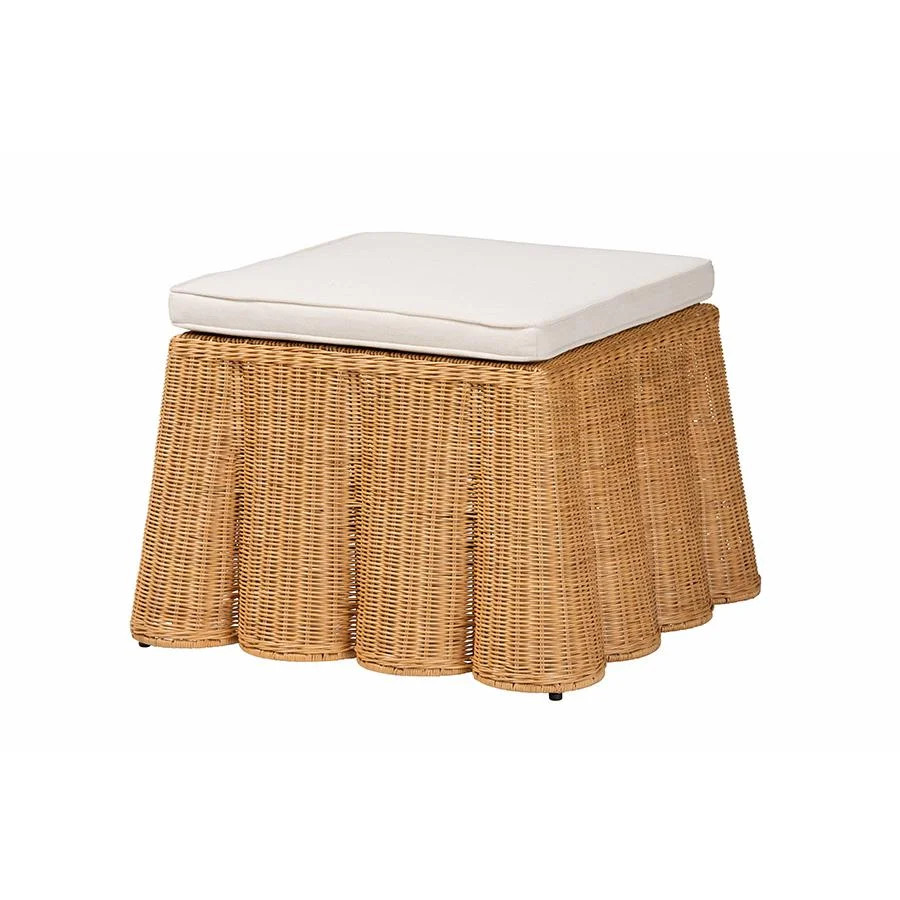 bali & pari Palm Bohemian Honey Scallop Rattan Ottoman | Walmart (US)