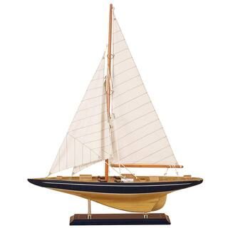 Litton Lane Beige Wood Sail Boat Sculpture with Lifelike Rigging 71543 - The Home Depot | The Home Depot