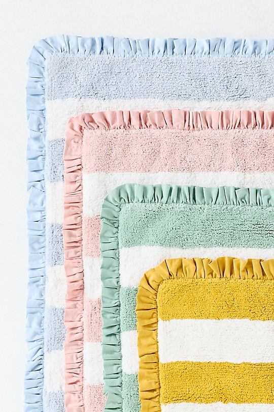 Maeve Ruffled Stripe Tufted Bath Mat | Anthropologie (US)