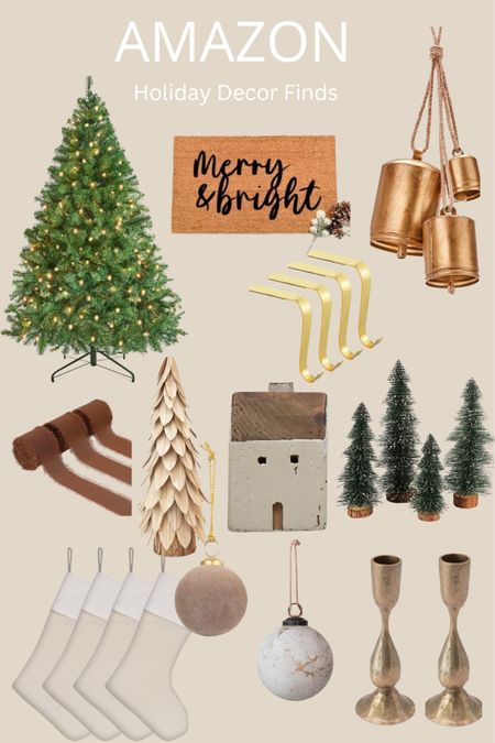 Amazon Holiday Decor Finds 
#ad #ads #christmas #holidaydecor #tree #garland #bells #brass #ribbon #stockings #stockinghooks #ornaments #candleholder #tapered

#LTKhome #LTKHoliday #LTKstyletip