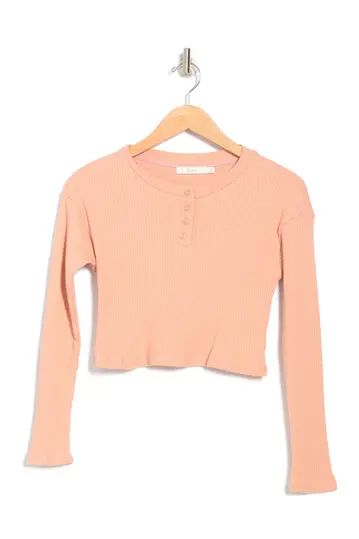 Ribbed Long Sleeve Top w/ Henley Buttons | Nordstrom Rack