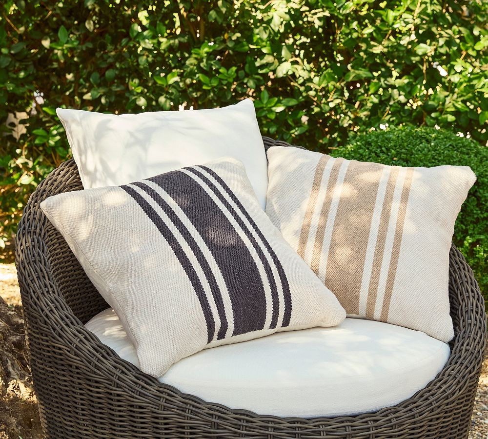 Modern Farmhouse Striped Outdoor Pillow | Pottery Barn (US)