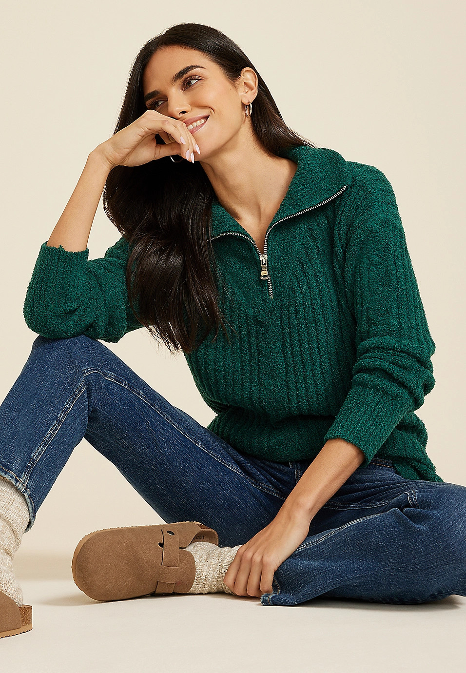 Teddy Quarter Zip Pullover Sweater | Maurices