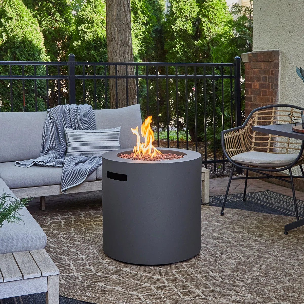 Aegean 24" Round Steel Propane Fire Pit Table with Hidden Tank Storage by Real Flame | Wayfair North America