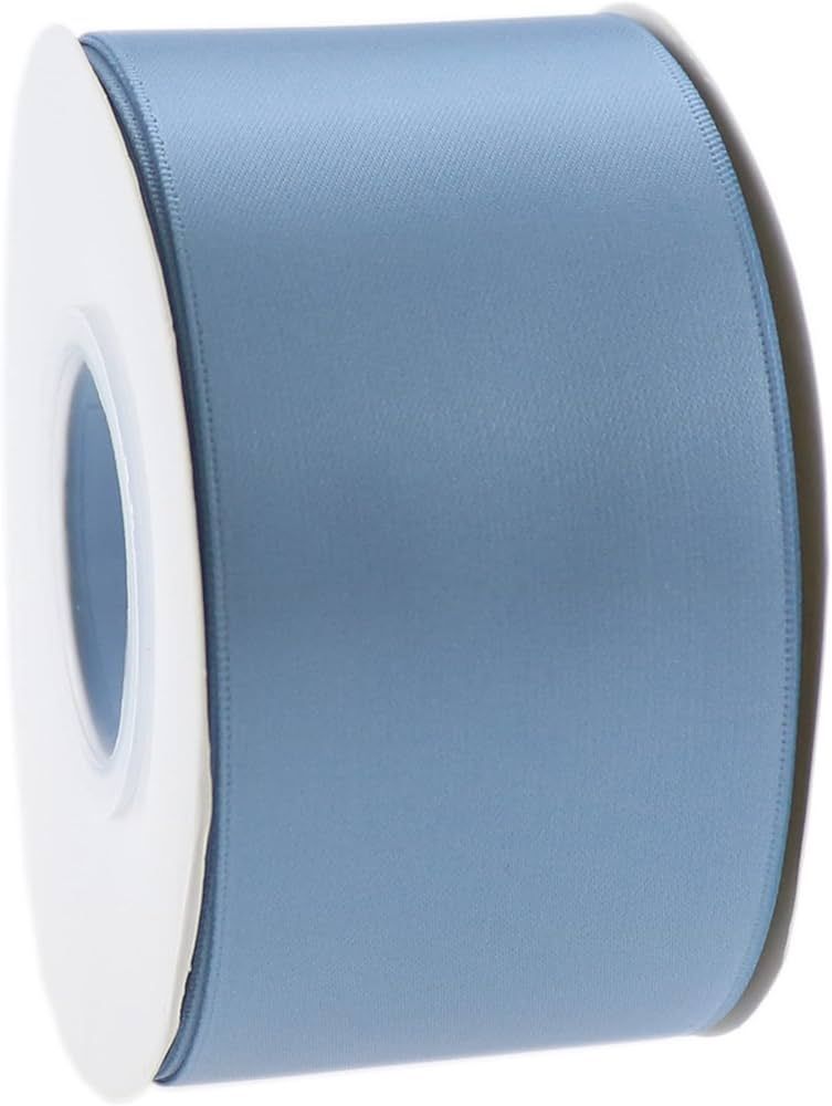 DINDOSAL Dusty Blue Ribbon for Christmas Tree Thick Double Face Satin Ribbon 2 Inch French Blue S... | Amazon (US)