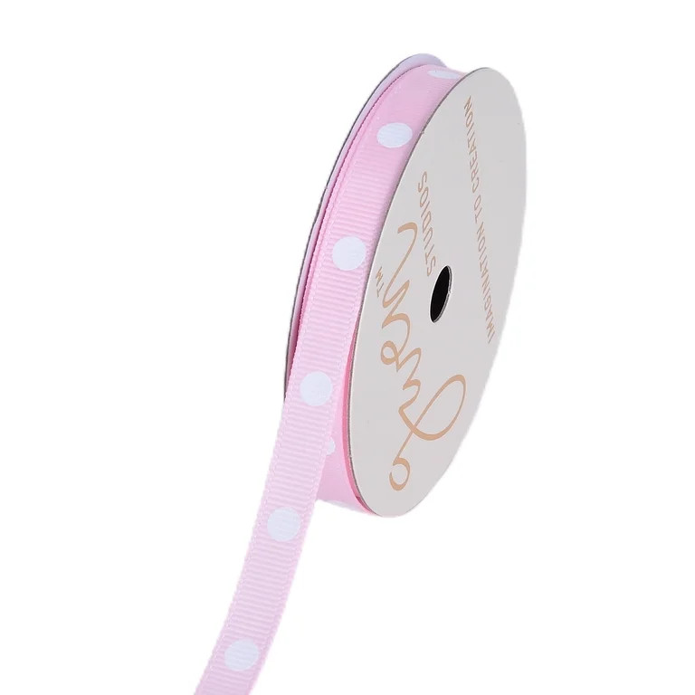 Gwen Studios 3/8" Soft Pink with White Dots Grosgrain Ribbon, 3 Yards | Walmart (US)