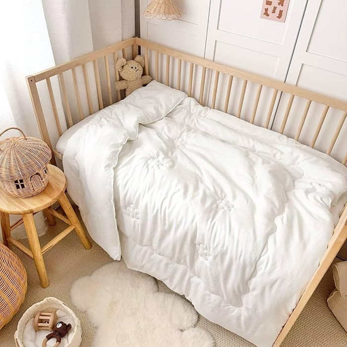BuLuTu Cotton Microfiber Down Alternative Comforter White, Toddler Size Duvet Insert, Soft Fluffy... | Amazon (US)