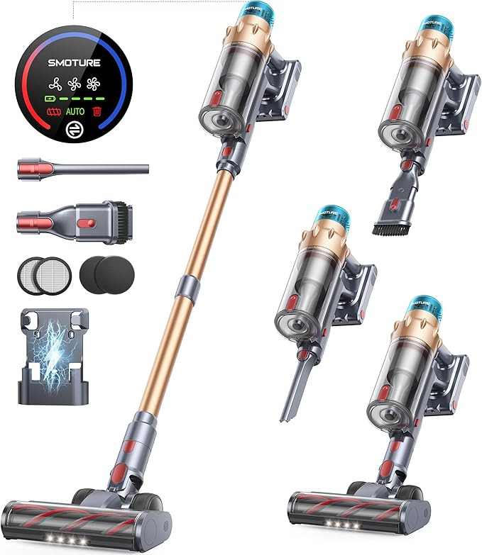 Cordless Vacuum Cleaner, 600W 50KPA 65 Mins Runtime Self-Standing Vacuum Cleaners for Home, Stick... | Amazon (US)